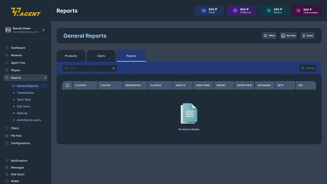747 Agent Back-Office - Players